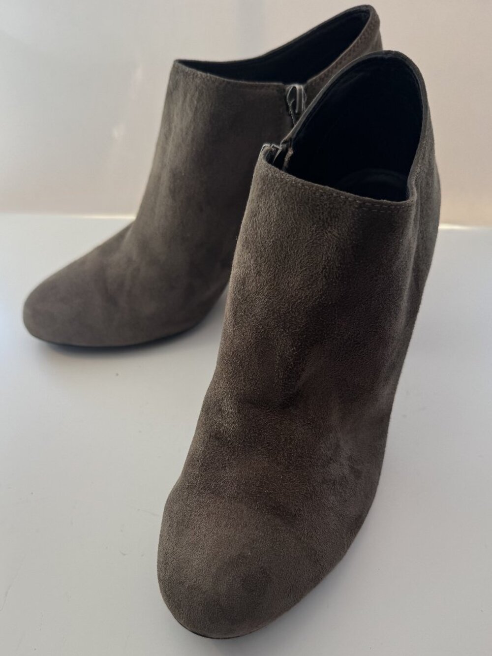 Geox Taupe Suede Ankle Boots | Size 8 (EU 38) | Block Heel | Side Zip